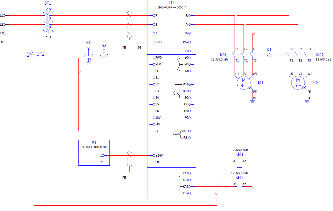 Рисунок 2 – Электрическая схема подключения используемого оборудования